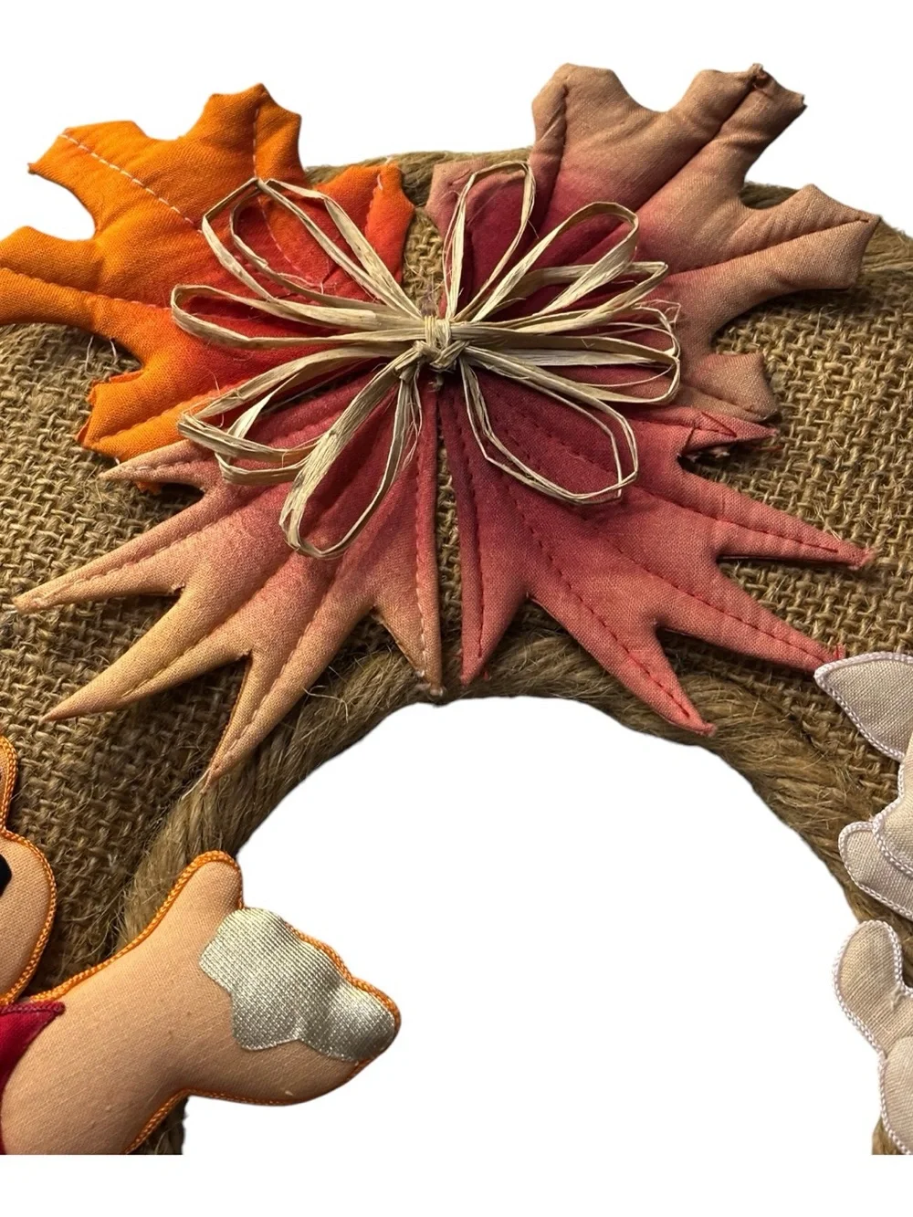 Vintage Disney Winnie Pooh Burlap Wreath Piglet Hunny Pot Fabric Appliqué Door